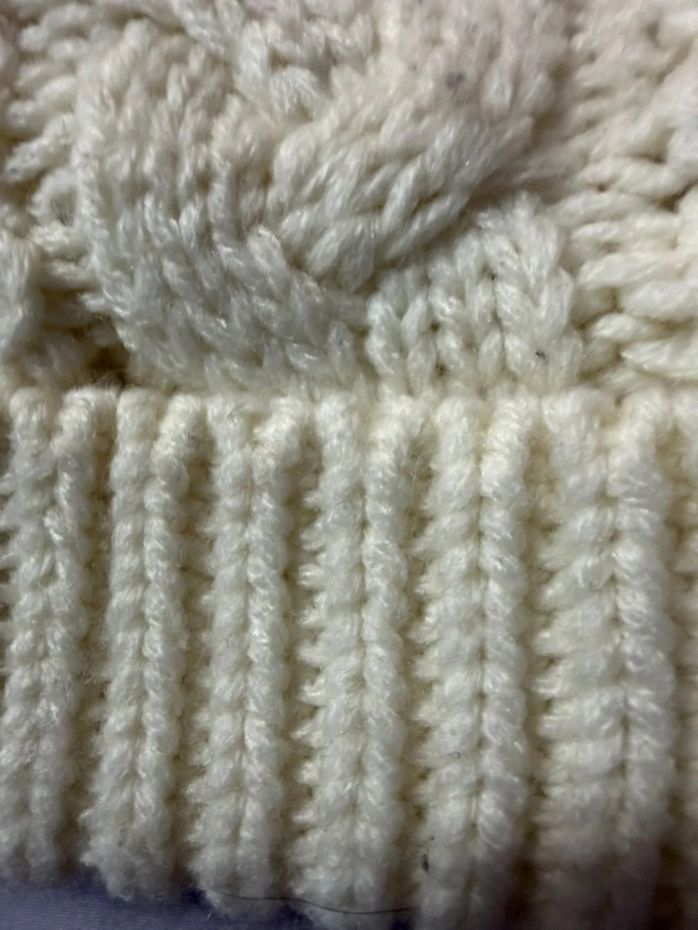 GAP Cream Cable Knit Kids Beanie with Double Faux-Fur Poms